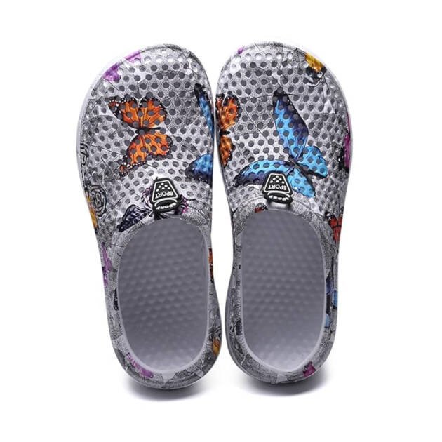 Grey Butterfly Breathable Comfort Clogs