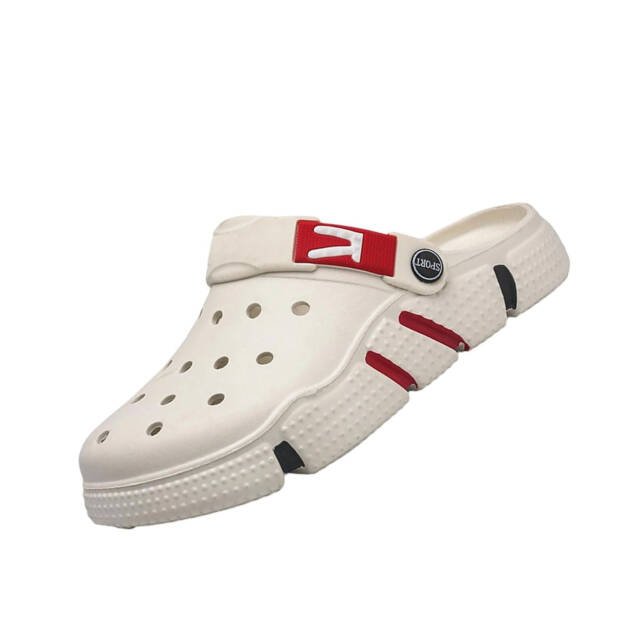 Cream Sport Platform Clogs