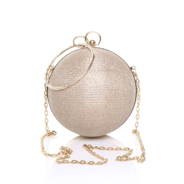 Round Crystal Evening Clutch with Rhinestone Handle