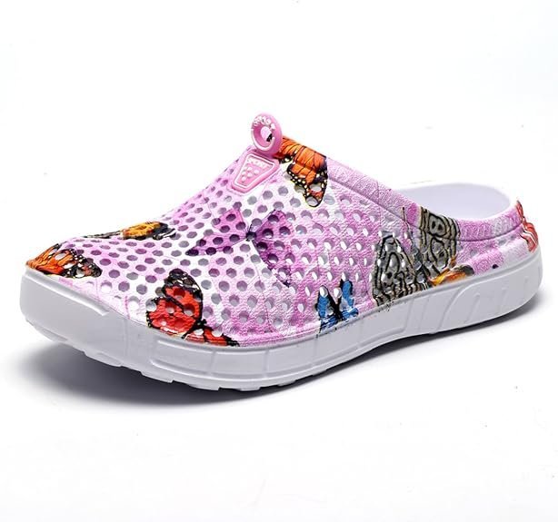 Butterfly Print Breathable Comfort Clogs