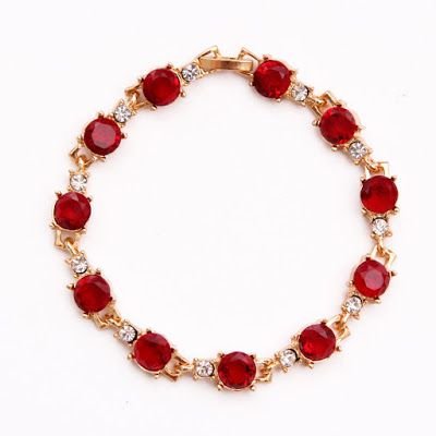 Red & Clear Rhinestone Statement Bracelet